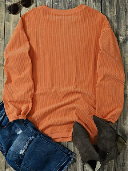 Halloween Leopard Pumpkin Patchwork Ribbed Sweatshirt – Mayce Halloween Edit