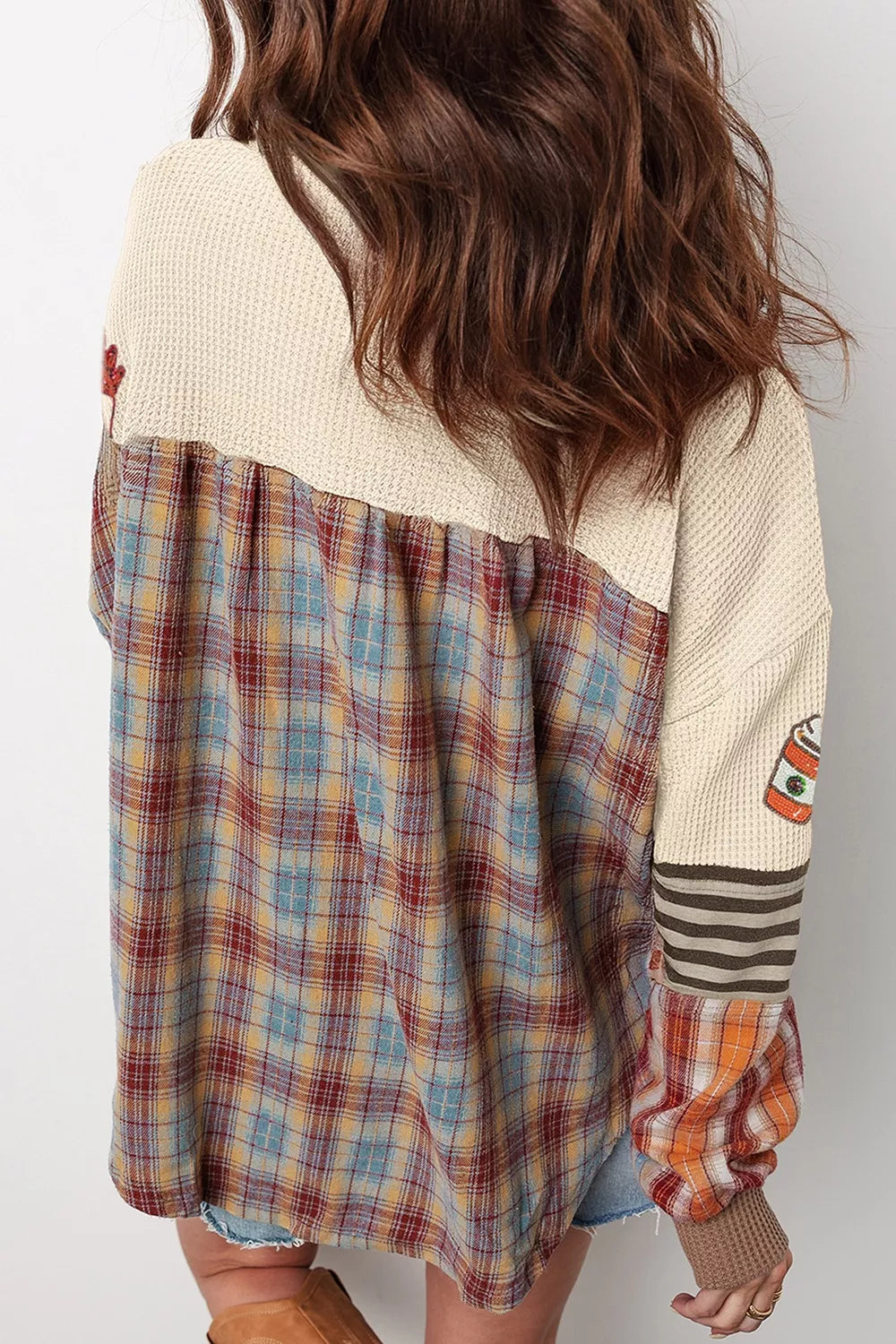 Sequin Autumn Leaf & Coffee Cup Waffle Knit Top – Mayce Halloween Edit