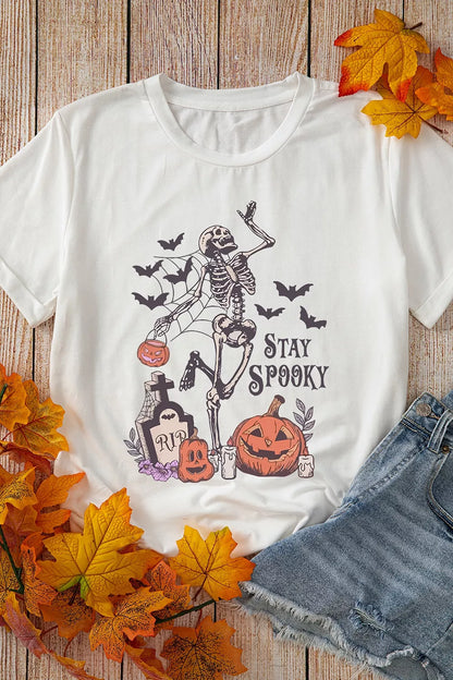 Full Size Skull Pumpkin Face STAY SPOOKY Graphic Halloween T-Shirt Plus Size – Mayce Halloween Edit