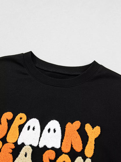 Embroidered Spooky Season Long Sleeve Round Neck Sweatshirt – Mayce Halloween Edit
