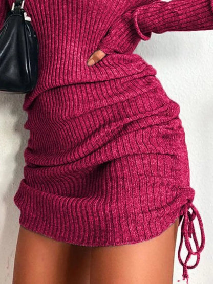 Colette Ribbed Drawstring Bodycon Sweater Dress by Mayce Elegante — product image 9