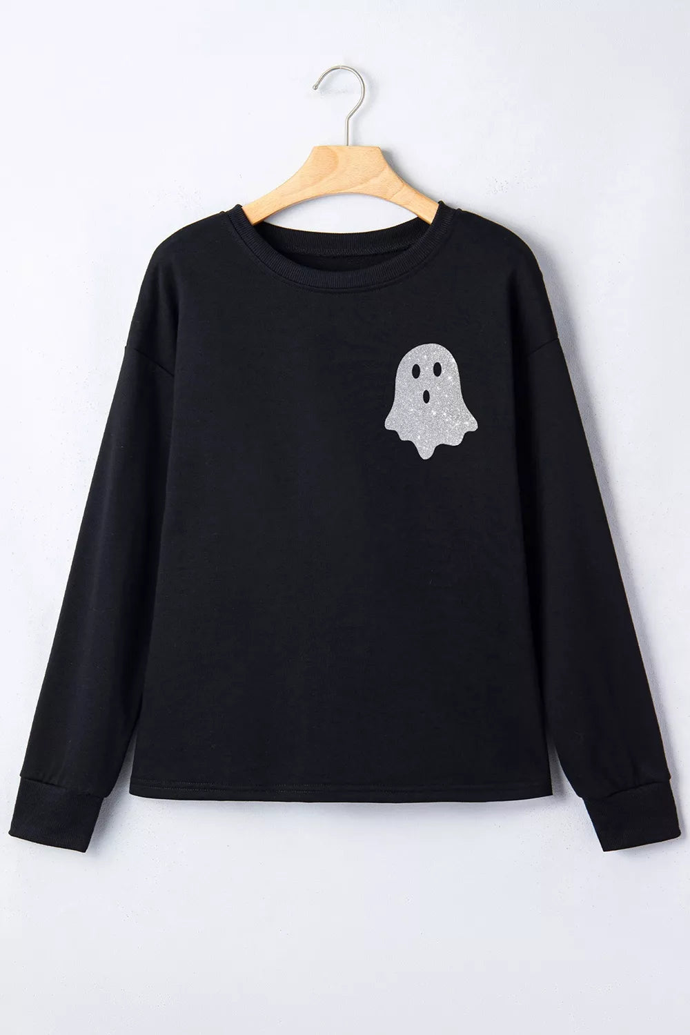 Round Neck Ghost Print Regular Fit Graphic Long Sleeve T-Shirt – Mayce Halloween Edit