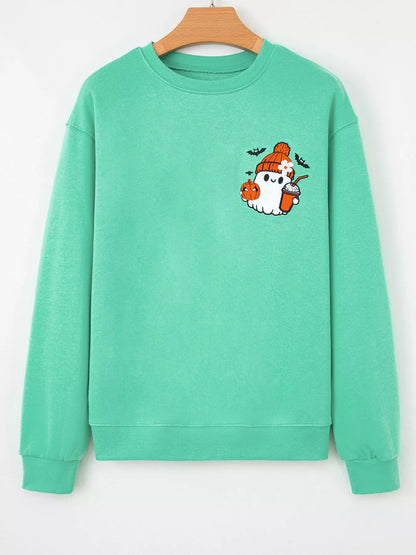 Halloween Ghost Embroidered Casual Sweatshirt – Mayce Halloween Edit