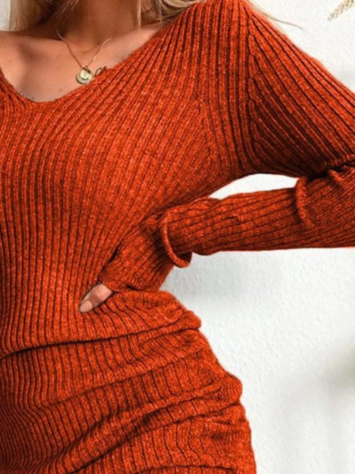 Colette Ribbed Drawstring Bodycon Sweater Dress by Mayce Elegante — product image 2