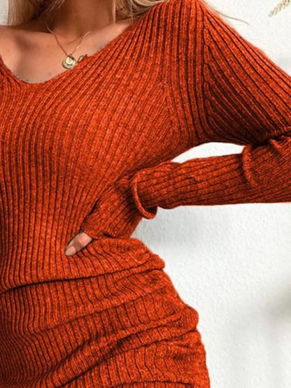 Colette Ribbed Drawstring Bodycon Sweater Dress by Mayce Elegante — product image 2