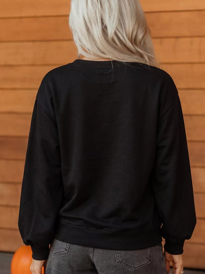Embroidered Spooky Season Long Sleeve Round Neck Sweatshirt – Mayce Halloween Edit