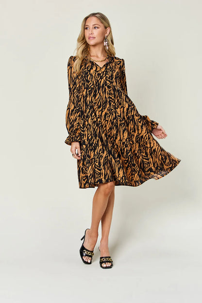 Double Take Full Size Printed Ruffle Hem Long Sleeve Dress Plus Size – Mayce Halloween Edit
