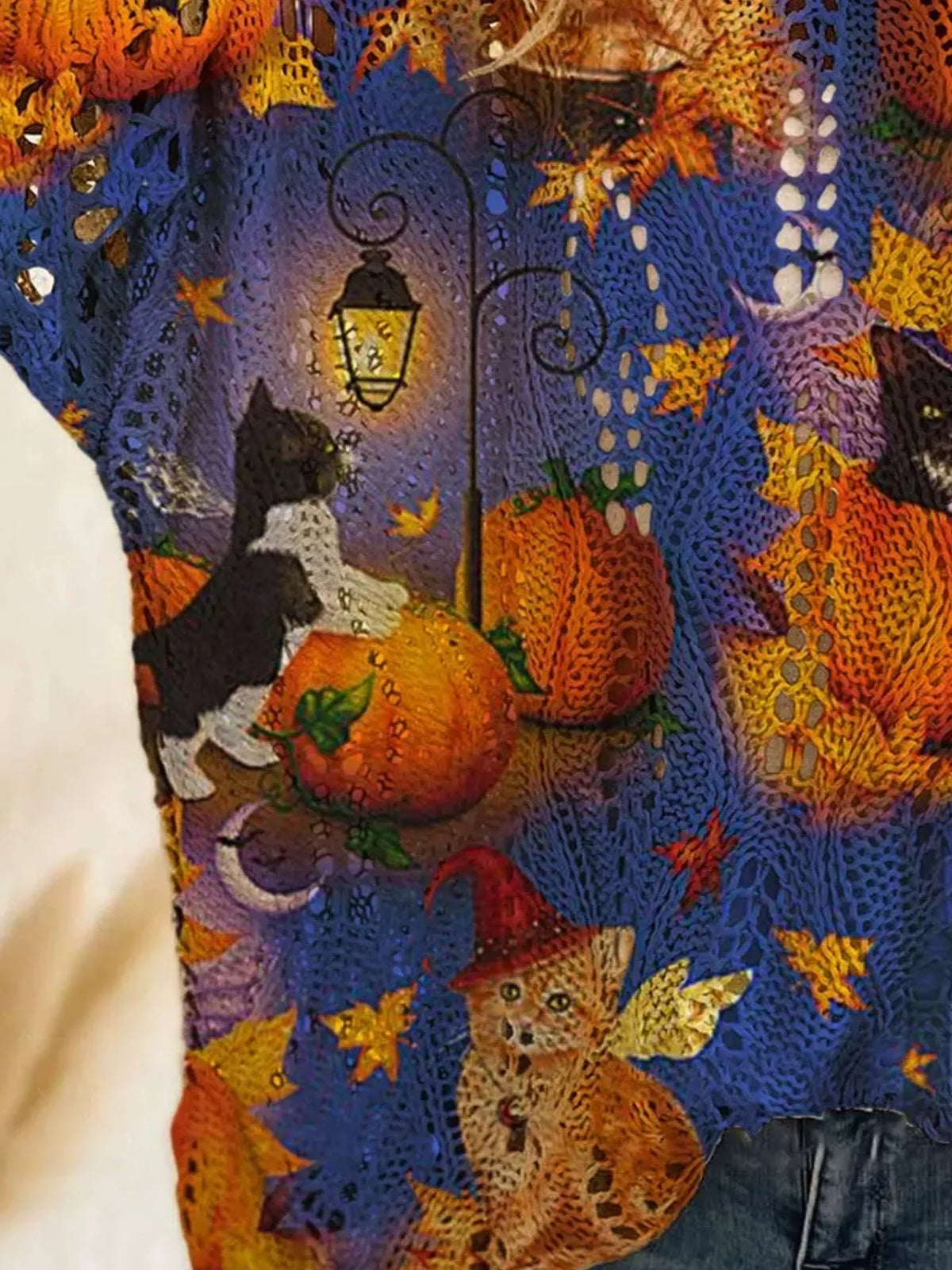 Full Size Halloween Pumpkin Loose Knit Cover Up Plus Size – Mayce Halloween Edit