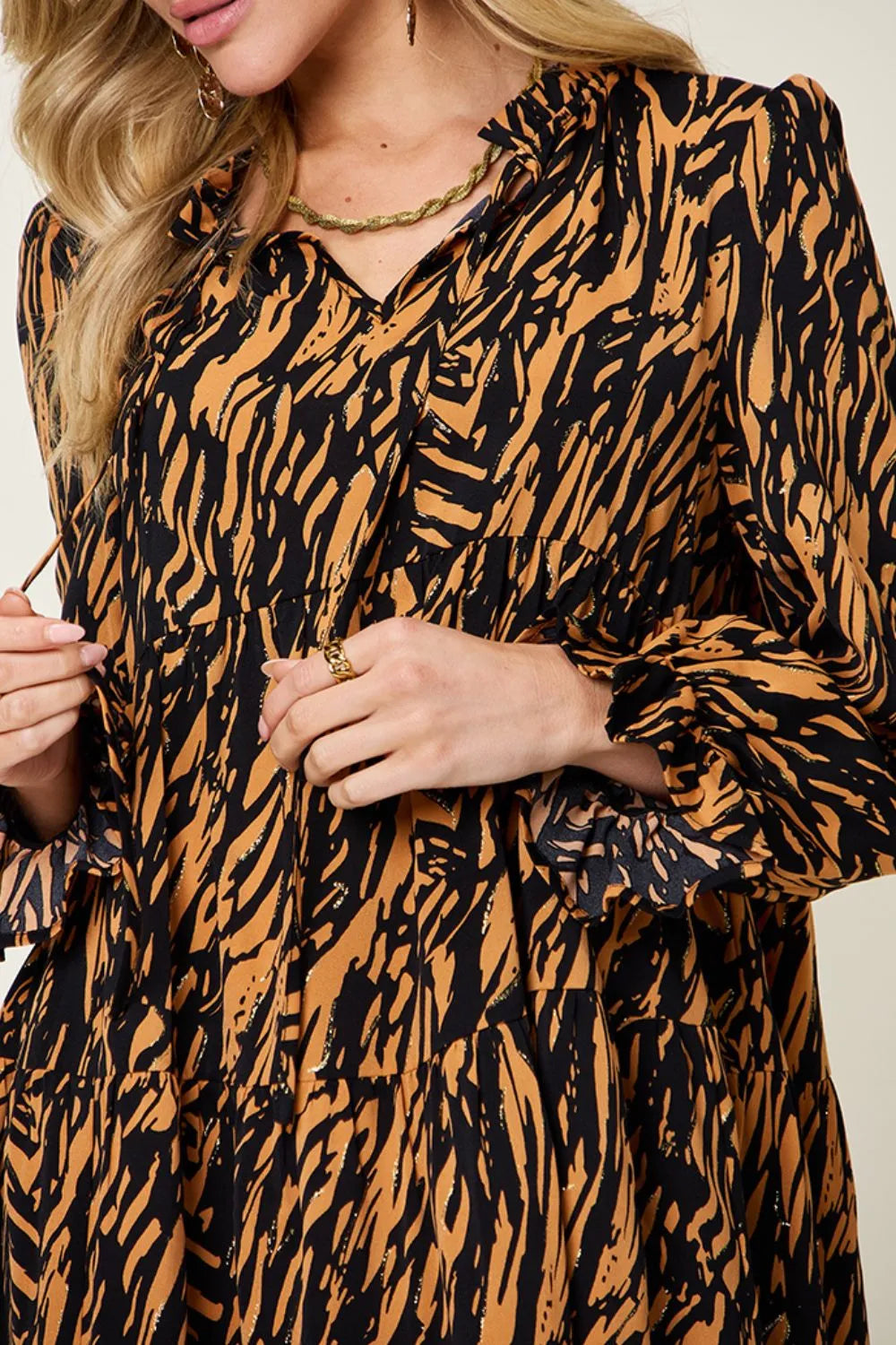 Double Take Full Size Printed Ruffle Hem Long Sleeve Dress Plus Size – Mayce Halloween Edit