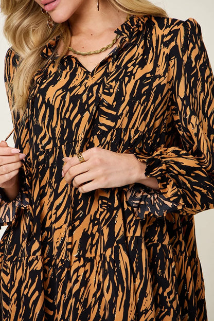 Double Take Full Size Printed Ruffle Hem Long Sleeve Dress Plus Size – Mayce Halloween Edit