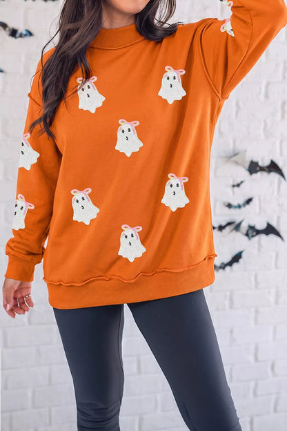 Sequin Ghost Exposed Seam Mock Neck Sweatshirt – Mayce Halloween Edit