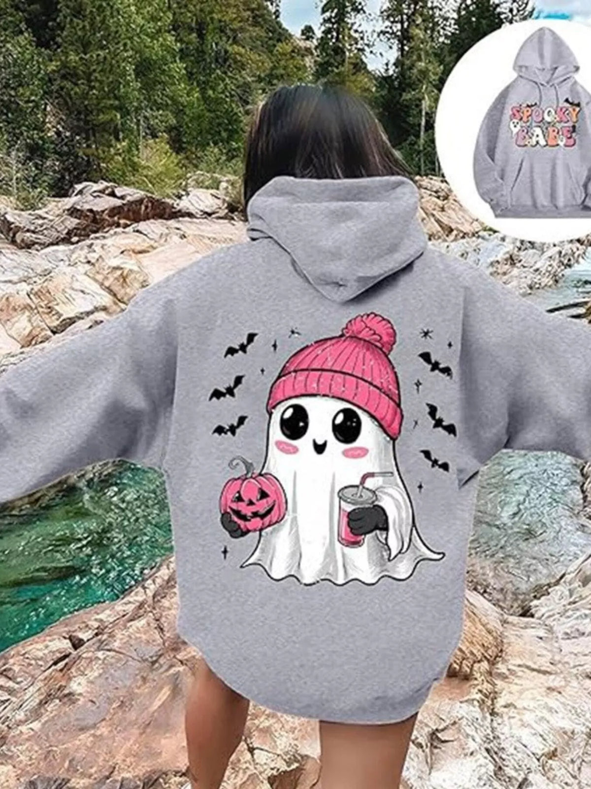 Full Size Halloween Graphic Long Sleeve Hoodie Plus Size – Mayce Halloween Edit