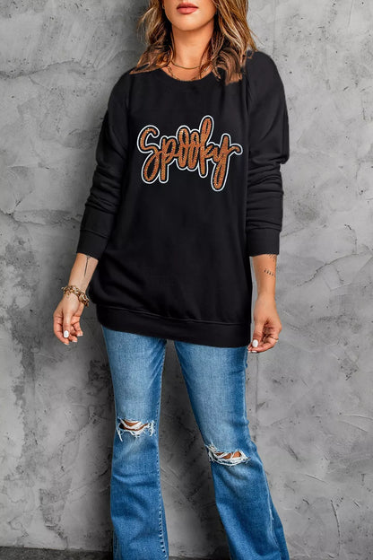Spooky Rhinestone Drop Shoulder Sweatshirt – Mayce Halloween Edit